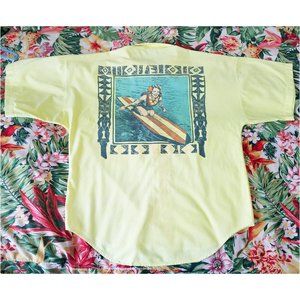 Vintage CLEAN 80s Mens Tiki Surfer Shirt Button-Down Short Sleeve Pin-up